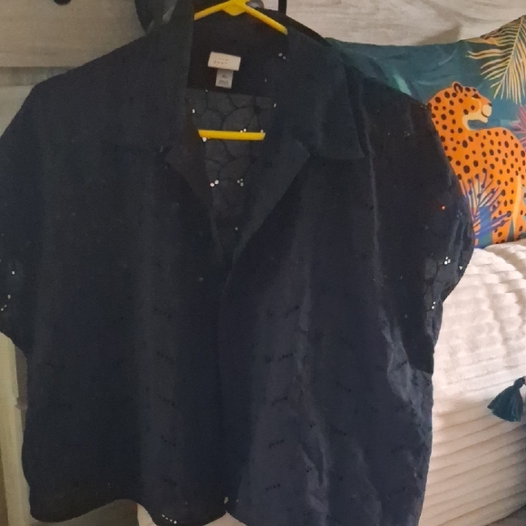 A New Day Women's Button Down Shirt - Black - Picture 1 of 3